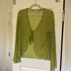 Lime green sheer tie top